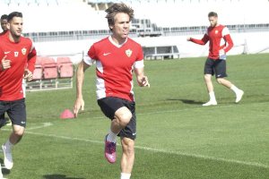 Corona en el entrenamiento de este jueves.