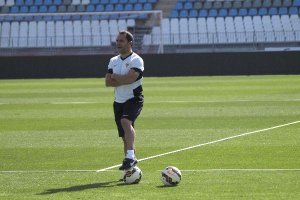 Sergi Barjuan en el entreno de este jueves.