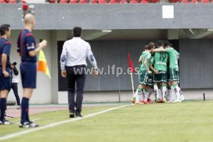 Quique ha marcado su primer gol con el Racing en Mallorca.