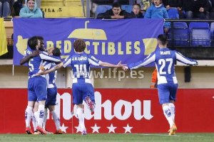 Rubén Duarte, celebrando el gol del Espanyol en Villarreal.