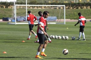 Verza, en los rondos de calentamiento.