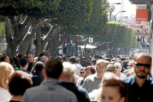 Aspecto que presentaba el centro de Almería este domingo.