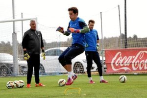 Mariño en plena sesión de trabajo con Lucas Alcaraz.