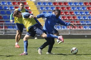 Uche en el entrenamiento de este jueves.