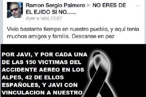 Mensaje de condolencia por la muerte de Javier Moreno que aparece en Facebook. 