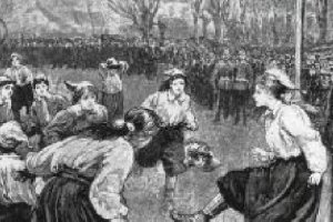 Imagen del primer partido del fútbol femenino.