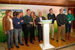Comparecencia de Amat junto a candidatos y dirigentes del Partido Popular.