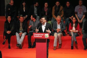 Maíllo durante el mitin de anoche. 