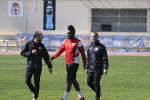 Thievy en el entreno de este miércoles.