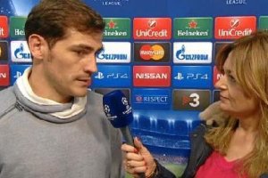 Casillas atendiendo a las cámaras de Canal Plus.