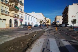 obras en la Avenida Lepanto iniciadas  hace una semana.