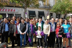 Los candidatos del PSOE ayer en el Día de la Mujer