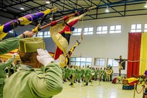Funeral en la base militar de Viator, en una foto de la Brileg