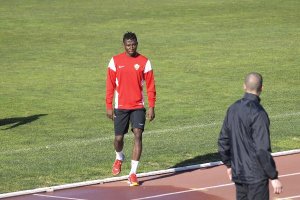 Jonathan Zongo, en el entreno de este miércoles.