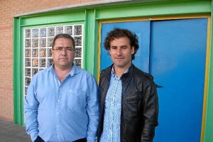 El presidente celeste, Vicente Puertas, con Ángel González Becerrra.