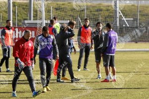 Los jugadores del Getafe en la última sesión de trabajo.