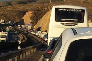 Atasco en la autovía este misma mañana.