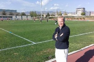 Javi Gómez en el Anexo del Estadio.