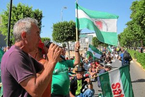 Diego Cañamero en una marcha en El Ejido, en el verano de 2012