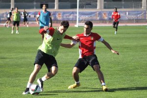 Ximo Navarro y Dani Romera en el entrenamiento.