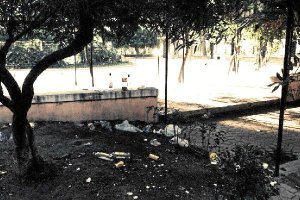 Restos de los botellones en el parque Nicolás Salmerón