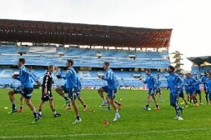 los jugadores alemanes entrenando en Balaídos.