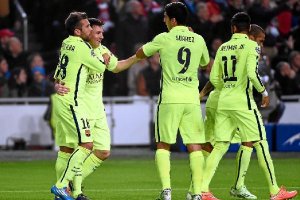 Leo Messi celebra el 0-1 en Amsterdam.