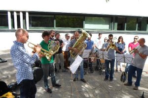 Los profesores del Conservatorio durante el concierto protesta de ayer