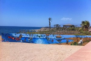 Grafiti realizado por Nico junto al lago