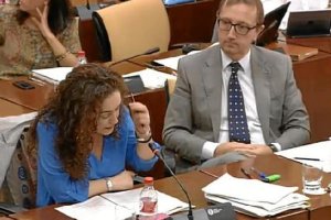 Los oradores de IU y PSOE en la Comisión, esta mañana