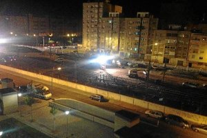 Trabajos nocturnos en la realización de las obras del parque de Renfe.