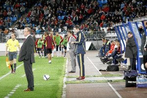 Pepe Mel con el Rayo Vallecano en el Estadio Mediterráneo.