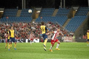 Hemed en el partido ante el Atlético.