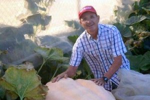 Antonio y su calabaza de 280 kilos
