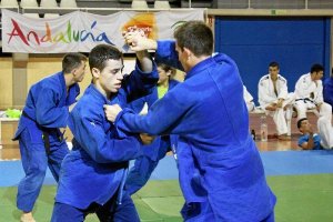 Judocas de la Escuela Alianza KSV de Judo, en un combate de la Liga Municipal.