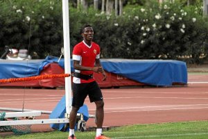 Jonathan Zongo en el entrenamiento de este miércoles.