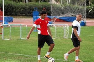 Hicham, en el entrenamiento de este miércoles.