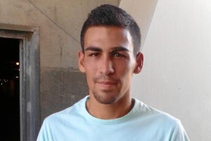 Dani Romera, este lunes después del entrenamiento con el Almería.