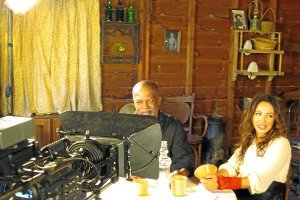 Un momento del rodaje con D’Olive Branche y Francesca Vegas.