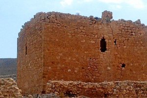 Imagen de la Torre de Los Alumbres y el cartel instalado en los terrenos. 