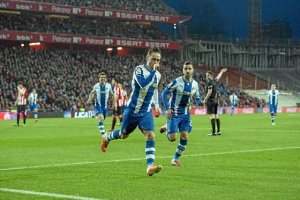 Sergio García celebrando un gol en San Mamés.