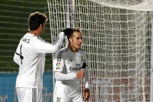 Lucas celebrando un gol con el Castilla.