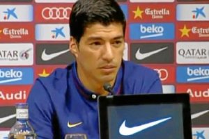 Luis Suárez en su presentación.
