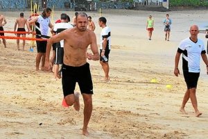 Soriano en la pretemporada del Almería en Tailandia.