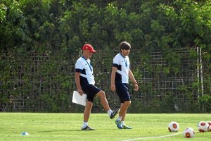 Miguel Rivera en el entrenamiento de este martes.