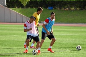 Wellington durante el calentamiento.o