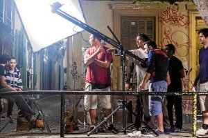 Rodaje de una escena del corto en las calles del centro de la capital almeriense.tyle>.apq