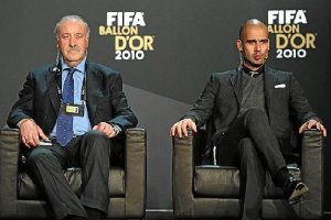 Vicente del Bosque y Pep Guardiola.o,