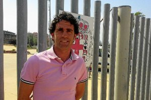 Ortega, en el Estadio después de hablar con Andrés Fernández.e;