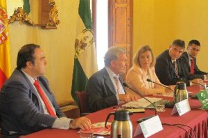 el secretario general de Empleo junto al director comercial de Empresas de Banco Santander,</title><